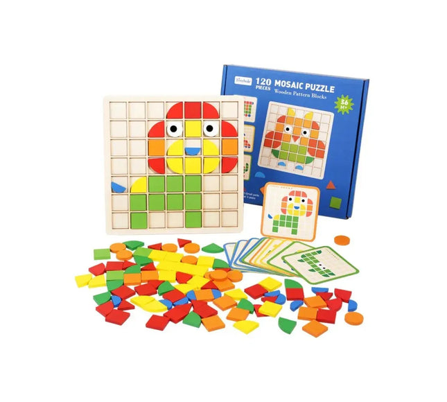 Puzzle mozaic, de tip Montessori - 120 de piese, 3 ani+ - Bebeboo - Totul pentru copii. Jucării, Hăinuțe, Perne, Mobilier, Textile