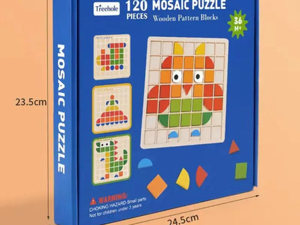 Puzzle mozaic, de tip Montessori - 120 de piese, 3 ani+ - Bebeboo - Totul pentru copii. Jucării, Hăinuțe, Perne, Mobilier, Textile