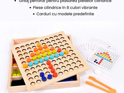Joc educativ mozaic cu piese cilindrice din lemn, 3 ani+ - Bebeboo - Totul pentru copii. Jucării, Hăinuțe, Perne, Mobilier, Textile