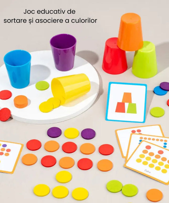 Joc de sortare a jetoanelor, cu 6 pahare, 3 ani+