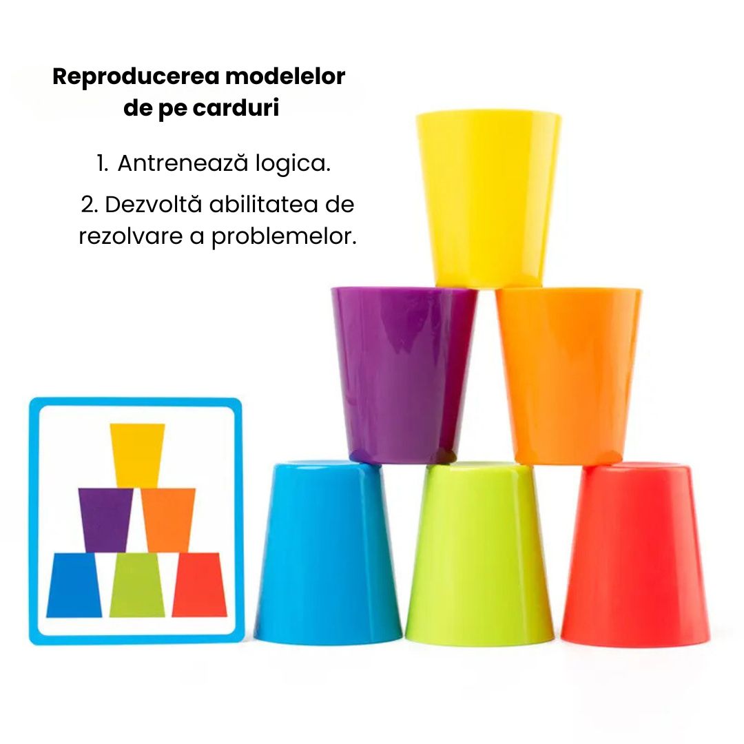 Joc de sortare a jetoanelor, cu 6 pahare, 3 ani+