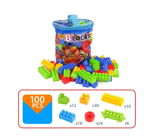 Set de construit - 100 de piese din plastic, 3 ani+ - Bebeboo - Totul pentru copii. Jucării, Hăinuțe, Perne, Mobilier, Textile