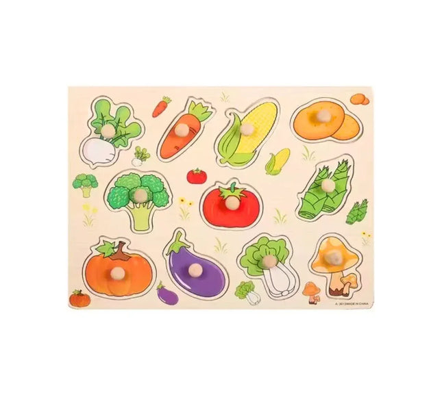 Puzzle incastru din lemn cu 11 Legume, 2 ani+ - Bebeboo - Totul pentru copii. Jucării, Hăinuțe, Perne, Mobilier, Textile