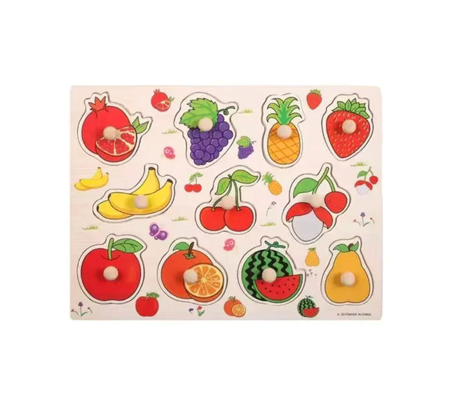 Puzzle incastru din lemn cu 11 Fructe, 2 ani+ - Bebeboo - Totul pentru copii. Jucării, Hăinuțe, Perne, Mobilier, Textile