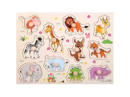 Puzzle incastru din lemn cu 11 Animale, 2 ani+ - Bebeboo - Totul pentru copii. Jucării, Hăinuțe, Perne, Mobilier, Textile