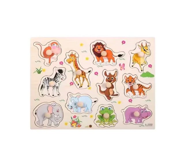 Puzzle incastru din lemn cu 11 Animale, 2 ani+ - Bebeboo - Totul pentru copii. Jucării, Hăinuțe, Perne, Mobilier, Textile