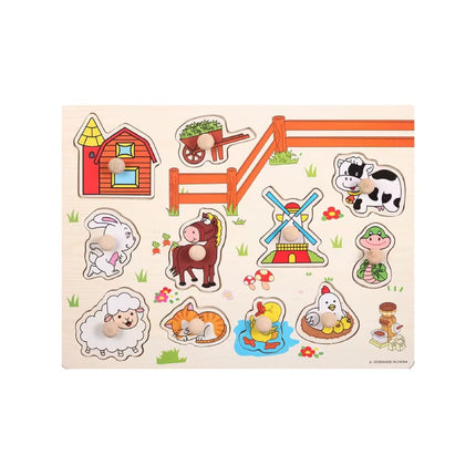 Puzzle incastru din lemn - Ferma, 2 ani+