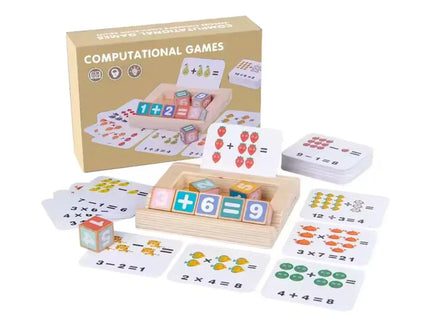 Joc interactiv de calcul matematic, 8 Cuburi din lemn și 53 Carduri , 3 ani+ - Bebeboo - Totul pentru copii. Jucării, Hăinuțe, Perne, Mobilier, Textile