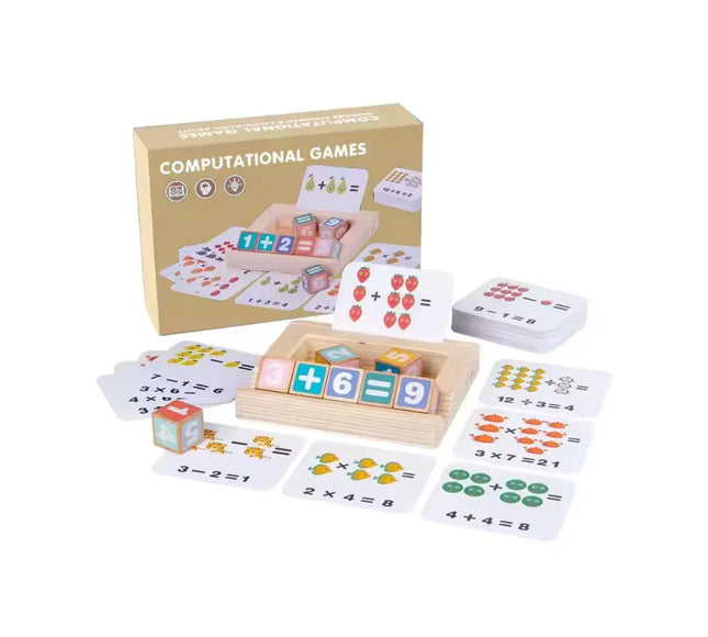 Joc interactiv de calcul matematic, 8 Cuburi din lemn și 53 Carduri , 3 ani+ - Bebeboo - Totul pentru copii. Jucării, Hăinuțe, Perne, Mobilier, Textile