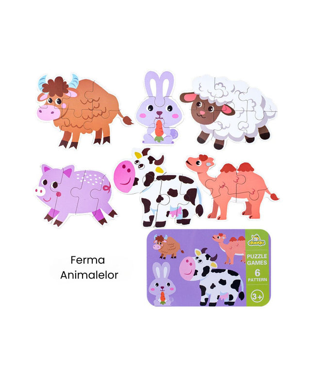 Set din 6 puzzle-uri pentru copii 3 ani+
