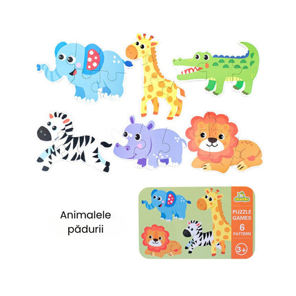 Set din 6 puzzle-uri pentru copii 3 ani+