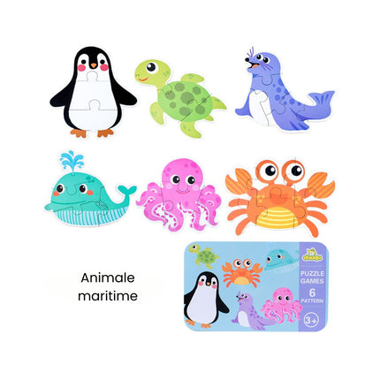 Set din 6 puzzle-uri pentru copii 3 ani+