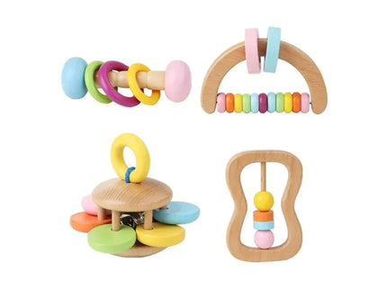 Set 4 jucării senzoriale din lemn, 6 luni+ - Bebeboo - Totul pentru copii. Jucării, Hăinuțe, Perne, Mobilier, Textile
