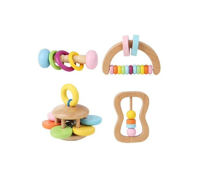 Set 4 jucării senzoriale din lemn, 6 luni+ - Bebeboo - Totul pentru copii. Jucării, Hăinuțe, Perne, Mobilier, Textile
