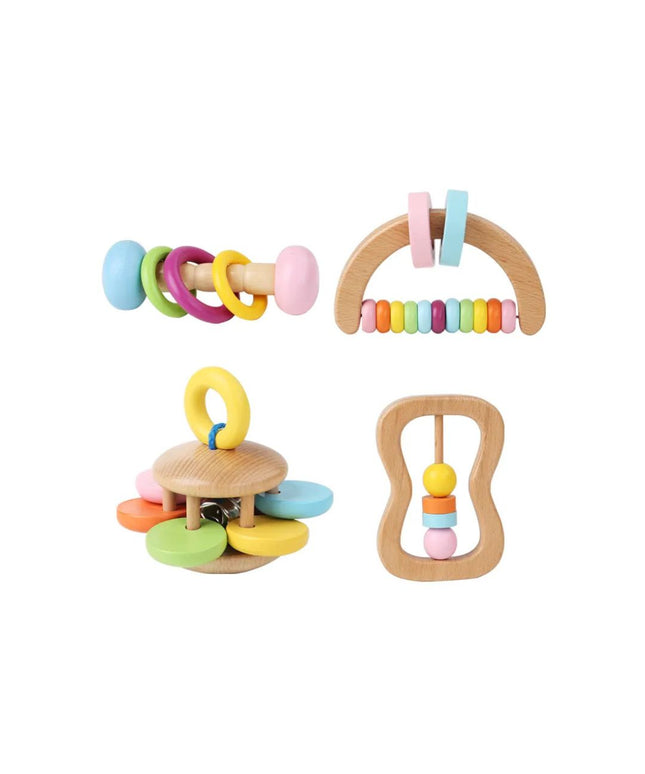 Set 4 jucării senzoriale din lemn, 6 luni+