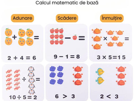 Joc interactiv de calcul matematic, 8 Cuburi din lemn și 53 Carduri , 3 ani+ - Bebeboo - Totul pentru copii. Jucării, Hăinuțe, Perne, Mobilier, Textile