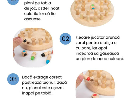 Joc de societate și memorie, din lemn - Memory Chess, 3 ani+ - Bebeboo - Totul pentru copii. Jucării, Hăinuțe, Perne, Mobilier, Textile