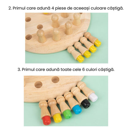 Joc de societate și memorie, din lemn - Memory Chess, 3 ani+