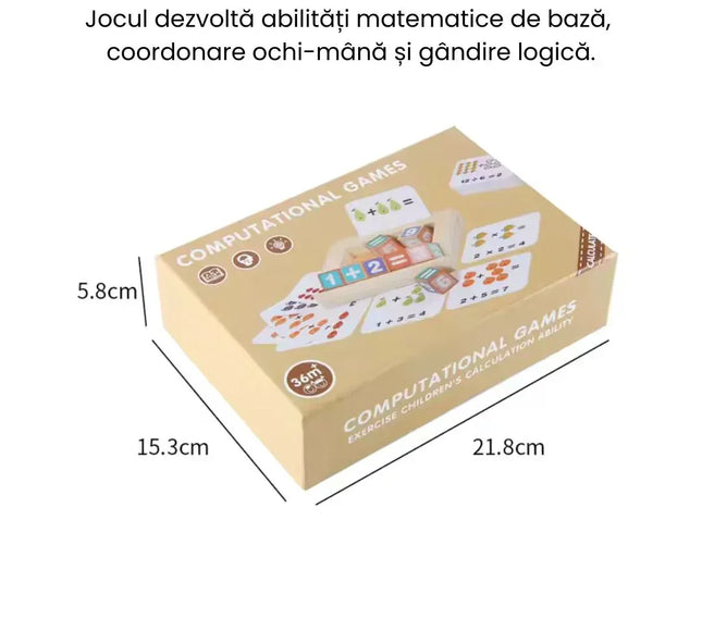 Joc interactiv de calcul matematic, 8 Cuburi din lemn și 53 Carduri , 3 ani+ - Bebeboo - Totul pentru copii. Jucării, Hăinuțe, Perne, Mobilier, Textile