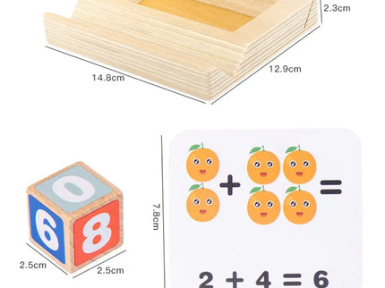Joc interactiv de calcul matematic, 8 Cuburi din lemn și 53 Carduri , 3 ani+ - Bebeboo - Totul pentru copii. Jucării, Hăinuțe, Perne, Mobilier, Textile