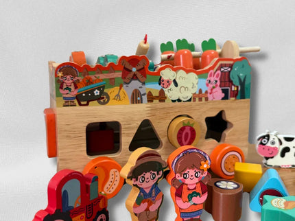 Mașinuță Interactivă din Lemn – Fermă Montessori cu 8 Activități Educaționale - Bebeboo - Totul pentru copii. Jucării, Hăinuțe, Perne, Mobilier, Textile