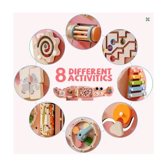 Busy Board din Lemn pentru Perete – Model Crocodil, Activități Montessori pentru Dezvoltare