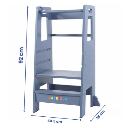 Turn de Invatare pentru Copii - Inaltator de tip Learning Tower cu Treapta de urcare antiderapanta si Balustrade de Protectie
