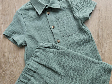 Camasa cu pantaloni scurti din muselina - Bebeboo - Totul pentru copii. Jucării, Hăinuțe, Perne, Mobilier, Textile