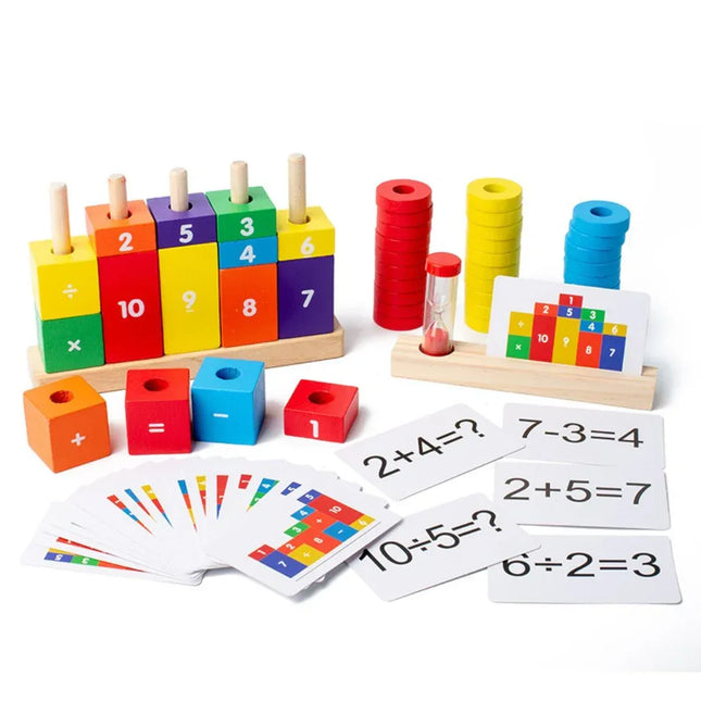 Joc educativ Aritmetica de Bază, piese din lemn și carduri interactive, 3 ani+ - Bebeboo - Totul pentru copii. Jucării, Hăinuțe, Perne, Mobilier, Textile