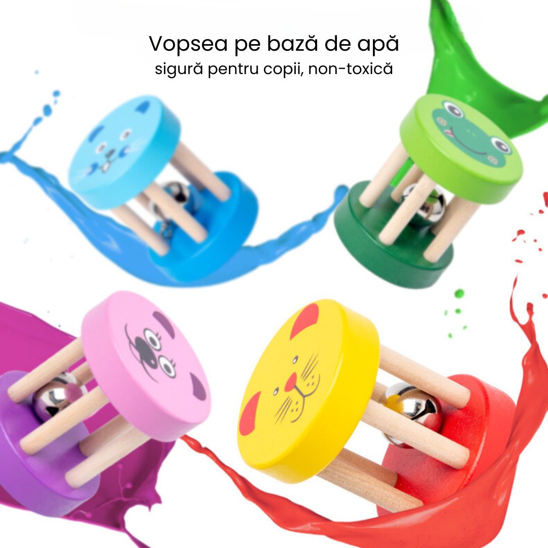 Zornăitoare din lemn, pentru bebeluși 6 luni+