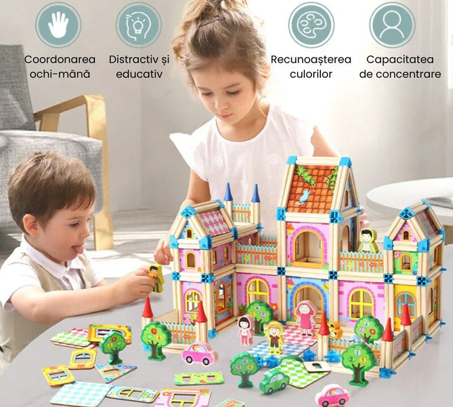 Set de construcție din 128 de piese, 3 ani+ - Bebeboo - Totul pentru copii. Jucării, Hăinuțe, Perne, Mobilier, Textile