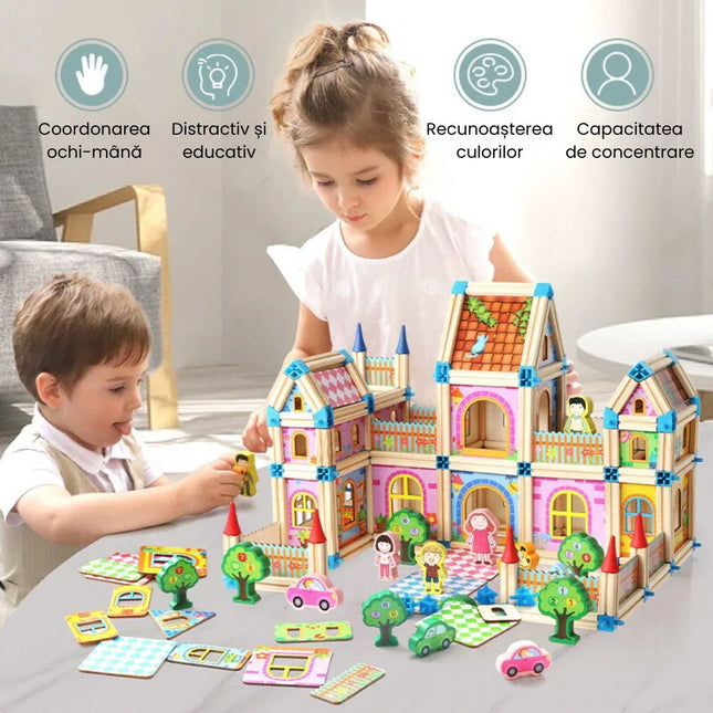 Set de construcție din 128 de piese, 3 ani+ - Bebeboo - Totul pentru copii. Jucării, Hăinuțe, Perne, Mobilier, Textile