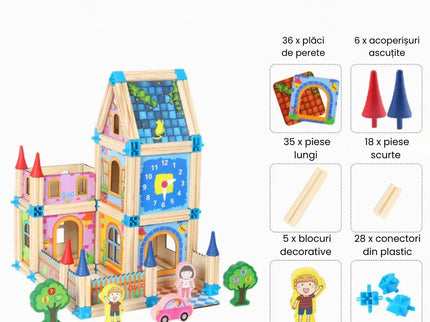 Set de construcție din 128 de piese, 3 ani+ - Bebeboo - Totul pentru copii. Jucării, Hăinuțe, Perne, Mobilier, Textile