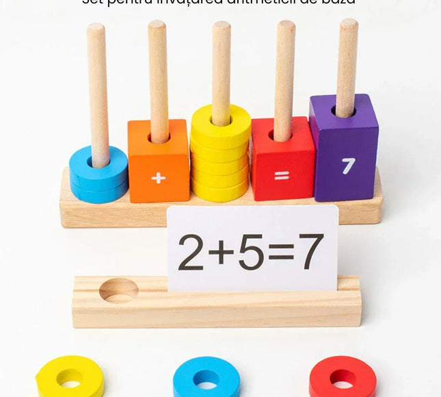 Joc educativ Aritmetica de Bază, piese din lemn și carduri interactive, 3 ani+ - Bebeboo - Totul pentru copii. Jucării, Hăinuțe, Perne, Mobilier, Textile