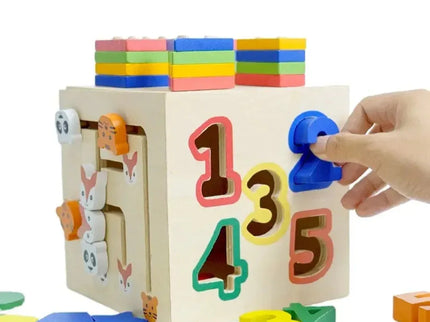 Cub educativ multifuncțional din lemn, 1 an+ - Bebeboo - Totul pentru copii. Jucării, Hăinuțe, Perne, Mobilier, Textile