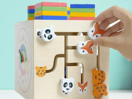 Cub educativ multifuncțional din lemn, 1 an+ - Bebeboo - Totul pentru copii. Jucării, Hăinuțe, Perne, Mobilier, Textile