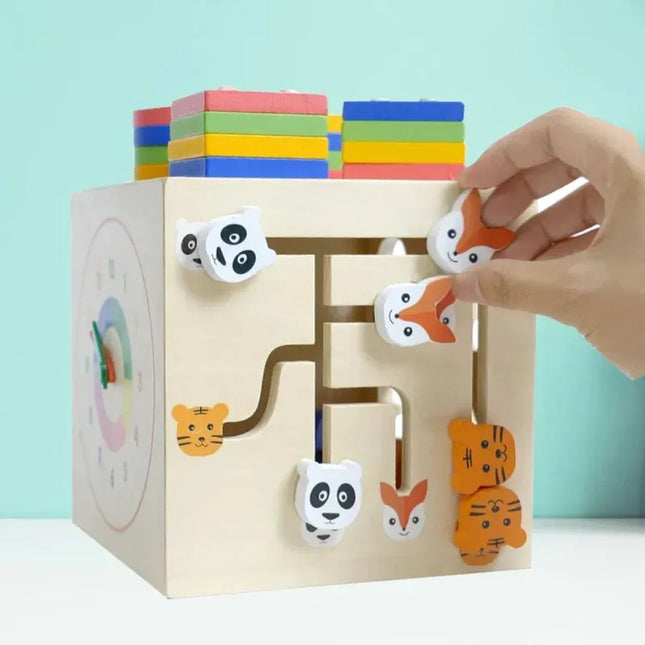 Cub educativ multifuncțional din lemn, 1 an+ - Bebeboo - Totul pentru copii. Jucării, Hăinuțe, Perne, Mobilier, Textile