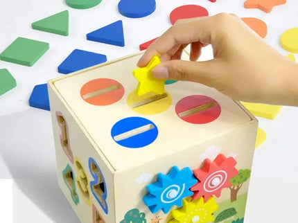 Cub educativ multifuncțional din lemn, 1 an+ - Bebeboo - Totul pentru copii. Jucării, Hăinuțe, Perne, Mobilier, Textile
