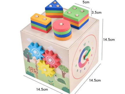 Cub educativ multifuncțional din lemn, 1 an+ - Bebeboo - Totul pentru copii. Jucării, Hăinuțe, Perne, Mobilier, Textile