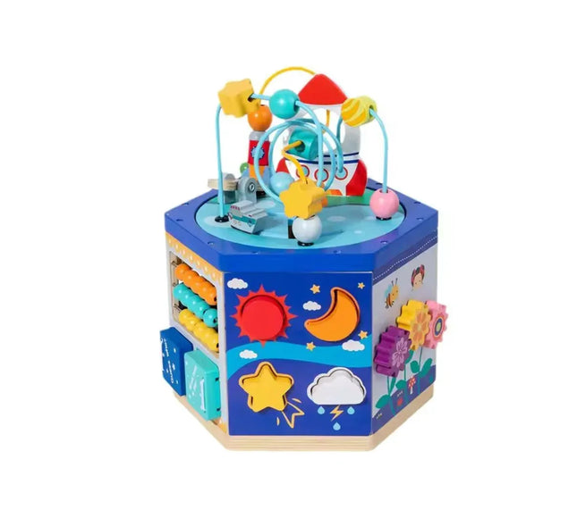 Cub educativ Multifuncțional din lemn 6 în 1 - Bebeboo - Totul pentru copii. Jucării, Hăinuțe, Perne, Mobilier, Textile