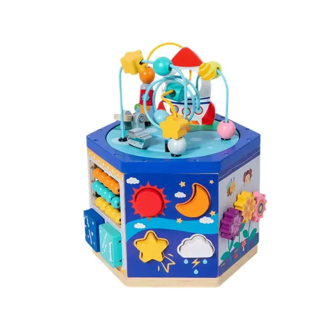 Cub educativ Multifuncțional din lemn 6 în 1 - Bebeboo - Totul pentru copii. Jucării, Hăinuțe, Perne, Mobilier, Textile