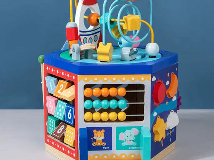 Cub educativ Multifuncțional din lemn 6 în 1 - Bebeboo - Totul pentru copii. Jucării, Hăinuțe, Perne, Mobilier, Textile