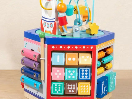 Cub educativ Multifuncțional din lemn 6 în 1 - Bebeboo - Totul pentru copii. Jucării, Hăinuțe, Perne, Mobilier, Textile