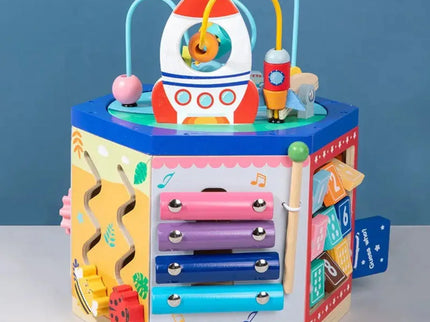 Cub educativ Multifuncțional din lemn 6 în 1 - Bebeboo - Totul pentru copii. Jucării, Hăinuțe, Perne, Mobilier, Textile