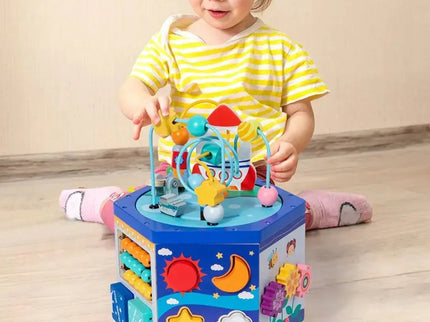 Cub educativ Multifuncțional din lemn 6 în 1 - Bebeboo - Totul pentru copii. Jucării, Hăinuțe, Perne, Mobilier, Textile