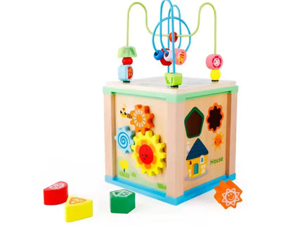 Cub educativ Montessori din lemn 5 in 1 - Bebeboo - Totul pentru copii. Jucării, Hăinuțe, Perne, Mobilier, Textile