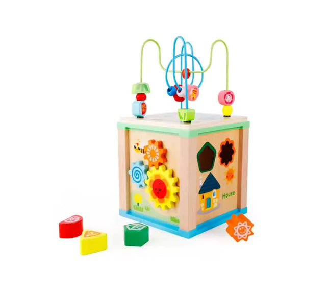 Cub educativ Montessori din lemn 5 in 1 - Bebeboo - Totul pentru copii. Jucării, Hăinuțe, Perne, Mobilier, Textile