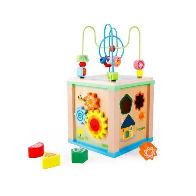 Cub educativ Montessori din lemn 5 in 1 - Bebeboo - Totul pentru copii. Jucării, Hăinuțe, Perne, Mobilier, Textile