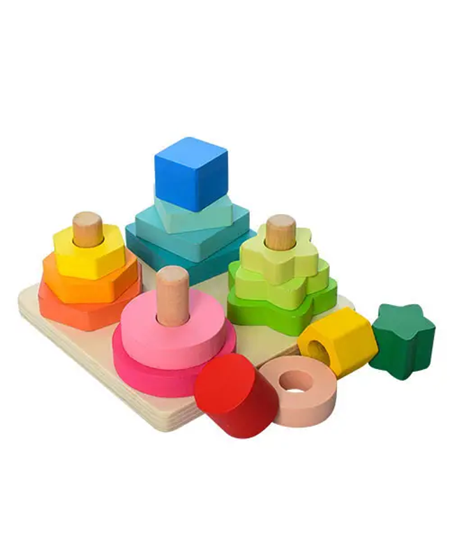 Sortator 4 Coloane din Lemn – Forme Geometrice