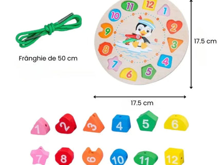 Ceas educativ din lemn - Învață timpul, culorile și formele, 2 ani+ - Bebeboo - Totul pentru copii. Jucării, Hăinuțe, Perne, Mobilier, Textile
